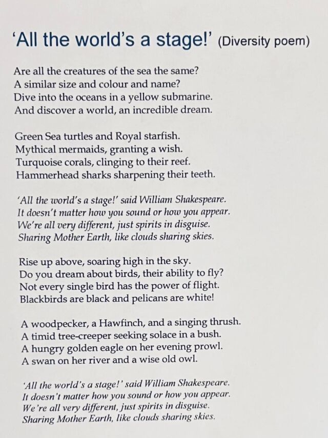 #NationalPoetryDay 2024
Falcon Junior School, Norwich
Trinity Primary School, London. 

‘All the world’s a stage!’ is a poem written for B.I.S. Budapest - worth a read! 📘💙
#diversity
#diversityandinclusion